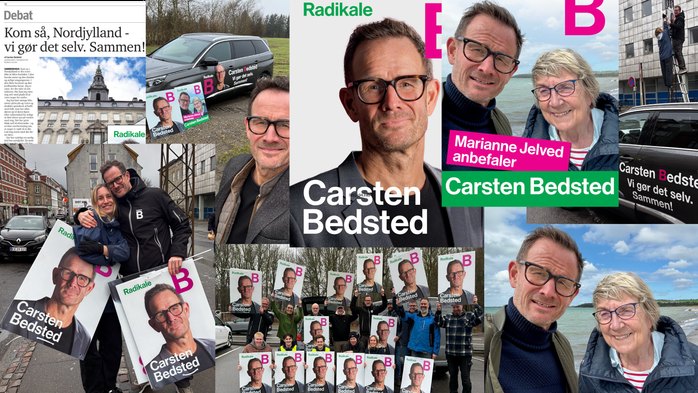Collage af kampagnemateriale og billeder fra valgkampen